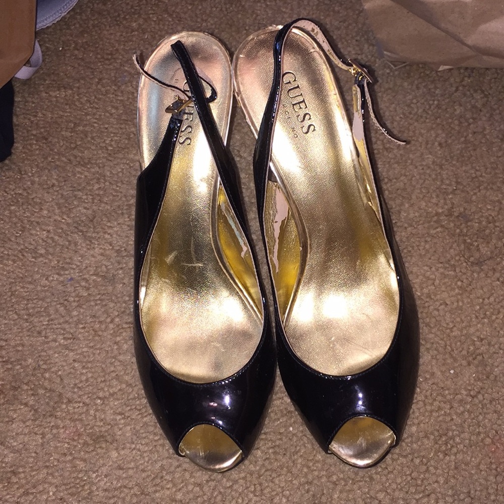 Black peep toe heels